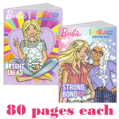 Open pages of Activity Book Barbie Funtivity dot-to-dot for guidance.