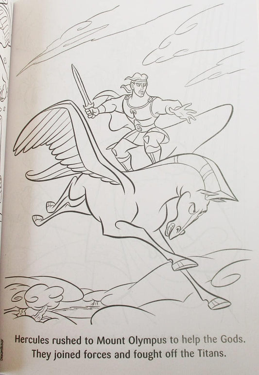 Inside pages of Hercules book feature diverse illustrations for focused coloring.