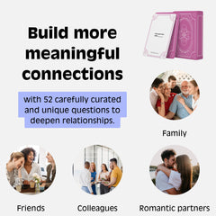 Actually Curious Happy Hour Edition card front shows questions that spark relaxed conversation