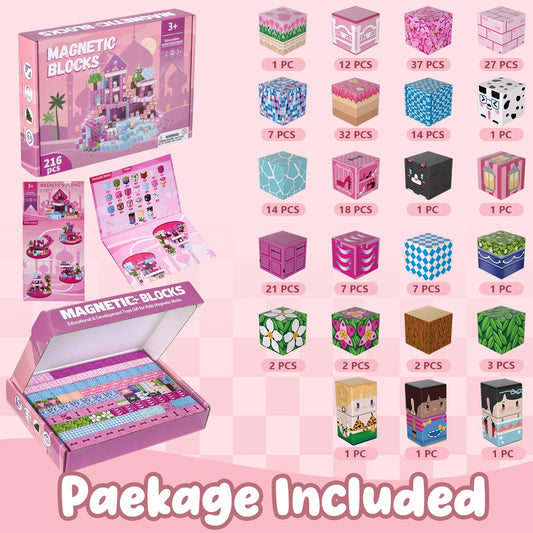 ADAH pink tower-stability blocks showcase strong magnets for taller, wobble-free structures