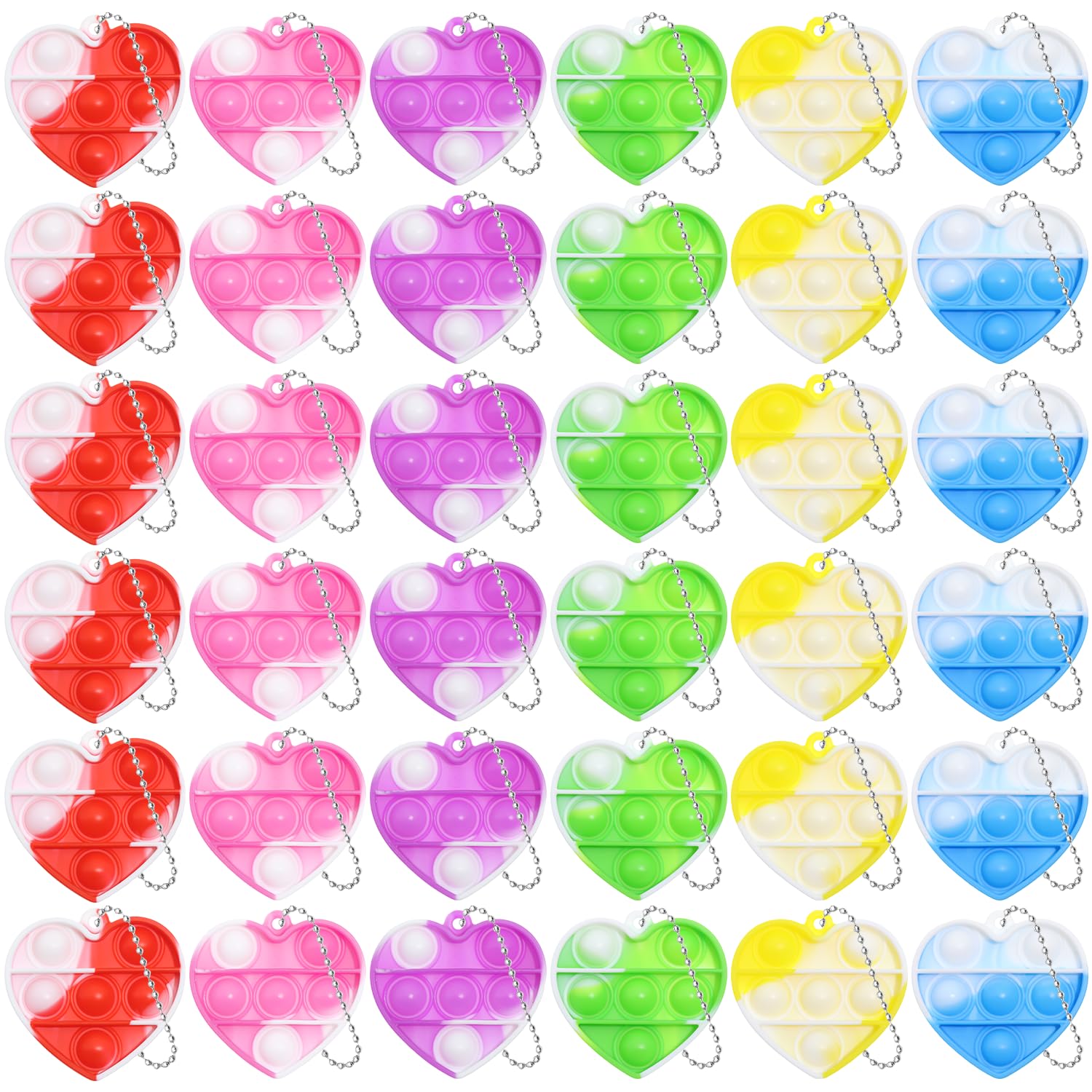 Adatos 36pc mini heart pop fidget toys bulk pack for classroom fun