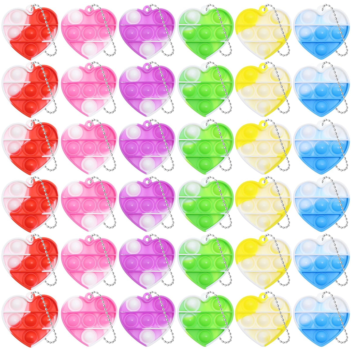 Adatos 36pc mini heart pop fidget toys bulk pack for classroom fun
