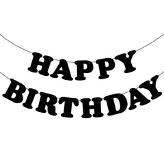 Adecortalk Black Happy Birthday Banner with 13 dovetail cards, ideal as a photo backdrop.