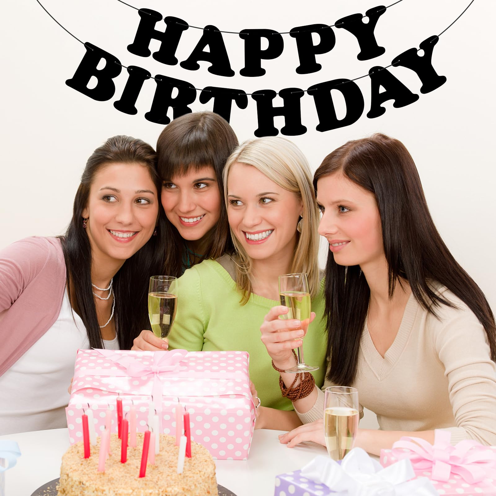 Adecortalk Black Birthday Banner shown on wall for instant ambiance.