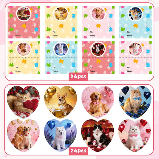 Adecortalk cat dog heart puzzle designs for engaging classroom activities.