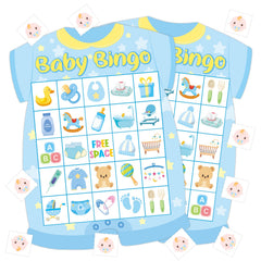 ADELULU blue baby shower bingo cards for 24 guests, ready for party play.