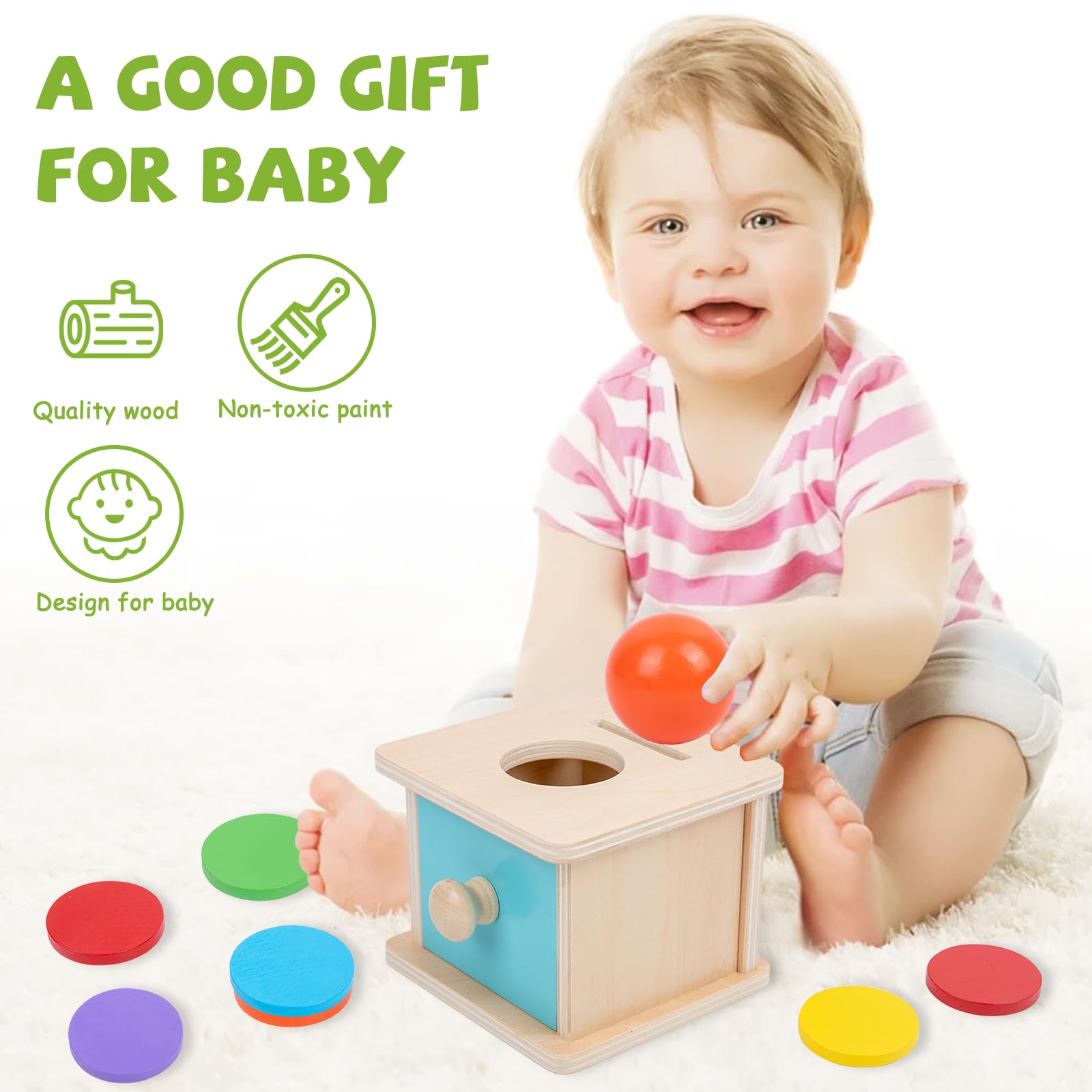Non-toxic paint on Adena Montessori discs supports safe exploration of colors.
