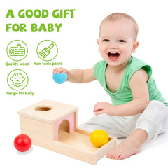 Adena Montessori yellow wooden ball highlights tactile exploration during play