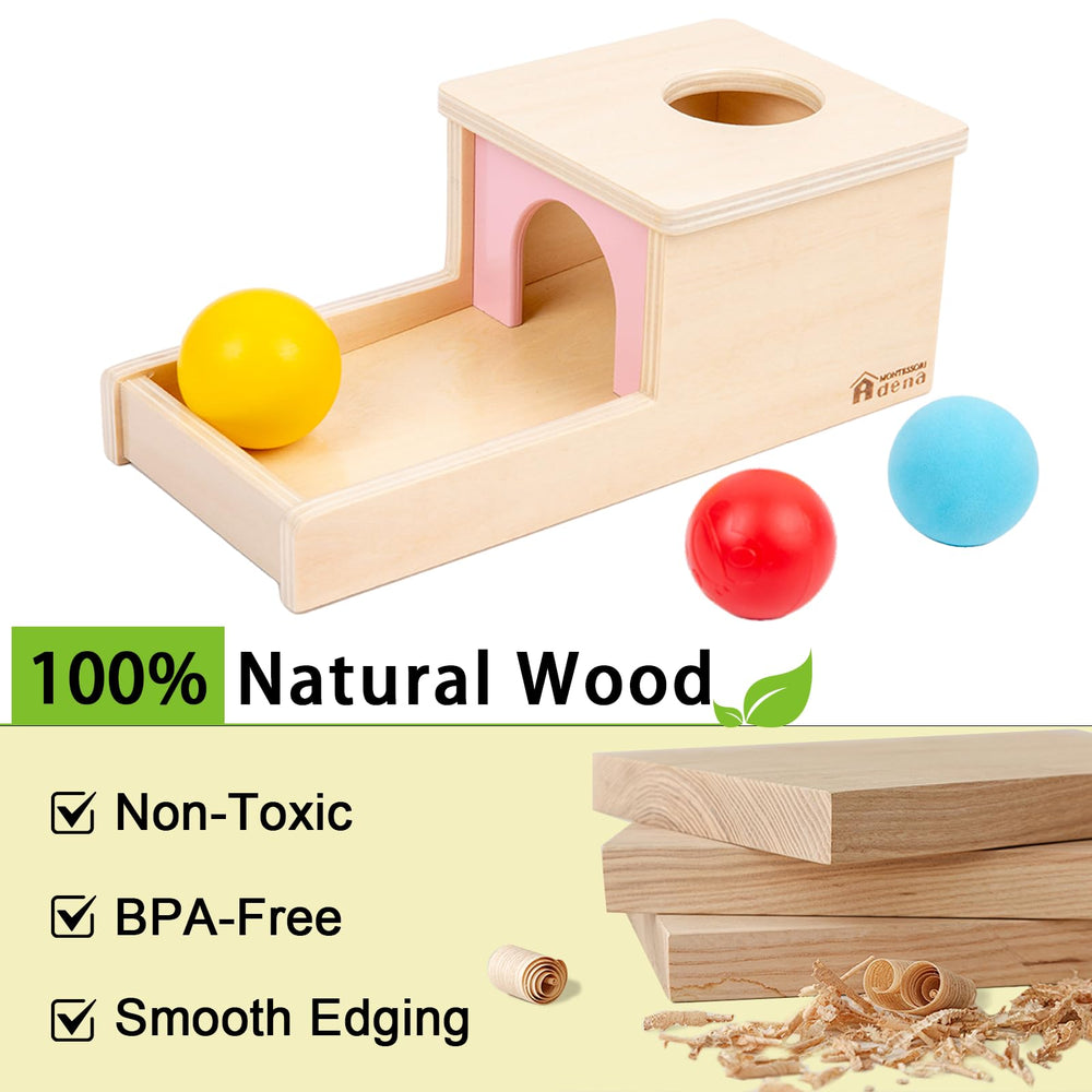 Adena Montessori object permanence box showcases durable wooden construction