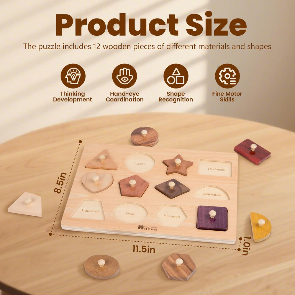 Adena Montessori peg-board knobs provide easy grip for hands-on learning.