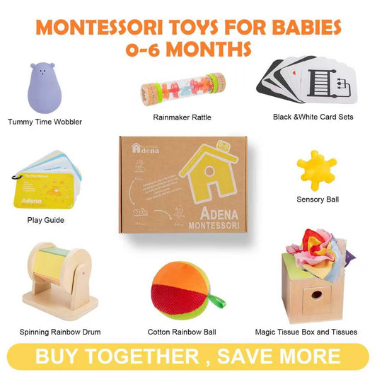 Adena Montessori rainmaker rattle with gentle movement and sound cues