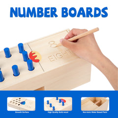 Adena Montessori pull-out tray image demonstrates engaging drop-through learning action.