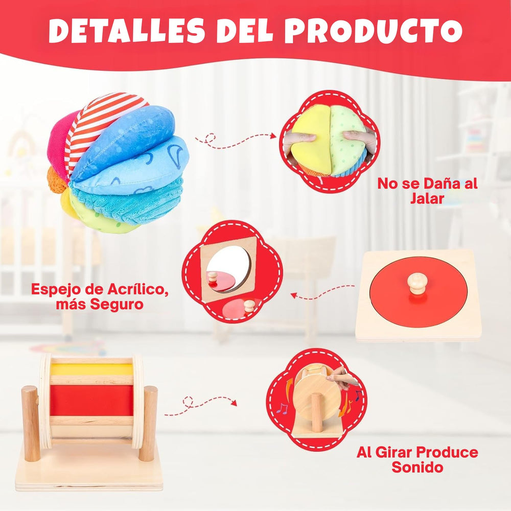 Adena Montessori red mirror puzzle enhances visual attention and motor play