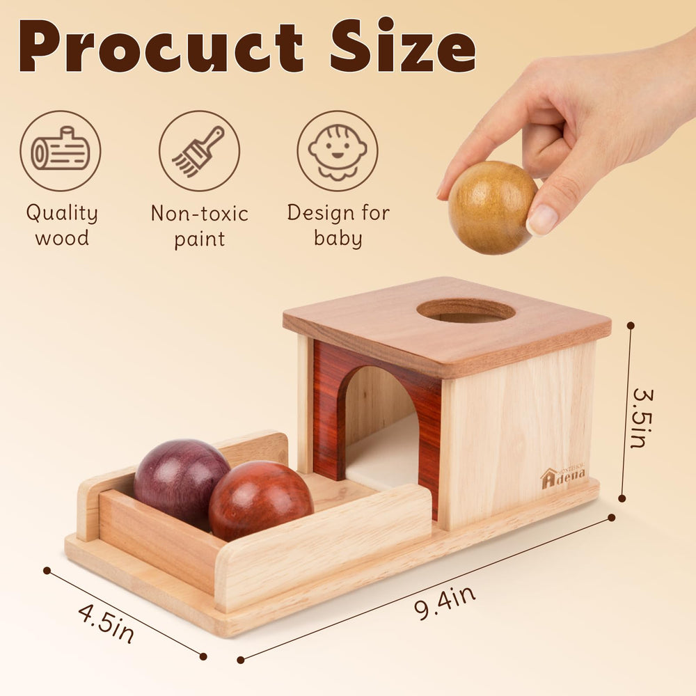 Natural wood baby toy offering quiet, tactile play to support focus and calm exploration.