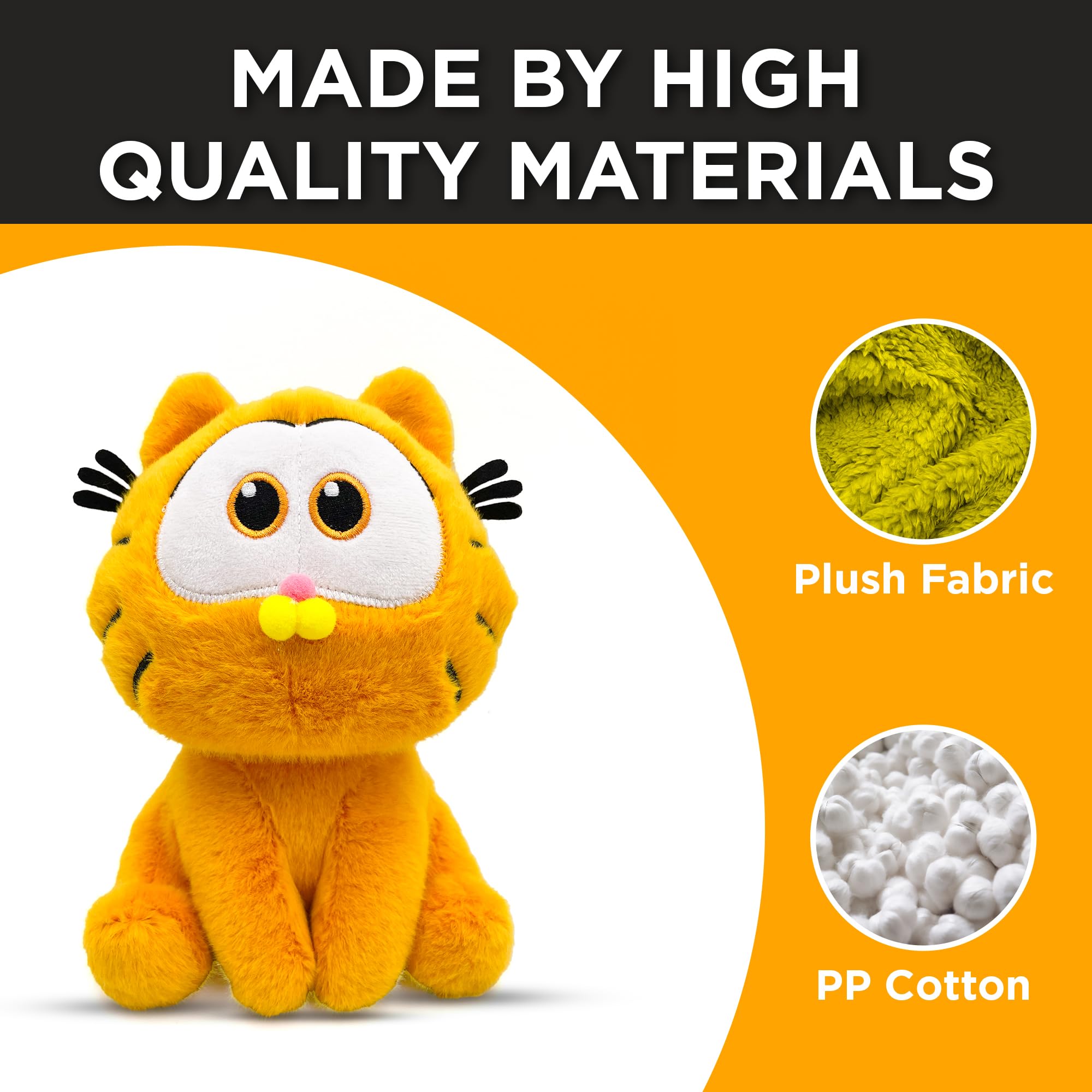 Adenzai Garfield plush shows a detailed face for character-rich play.