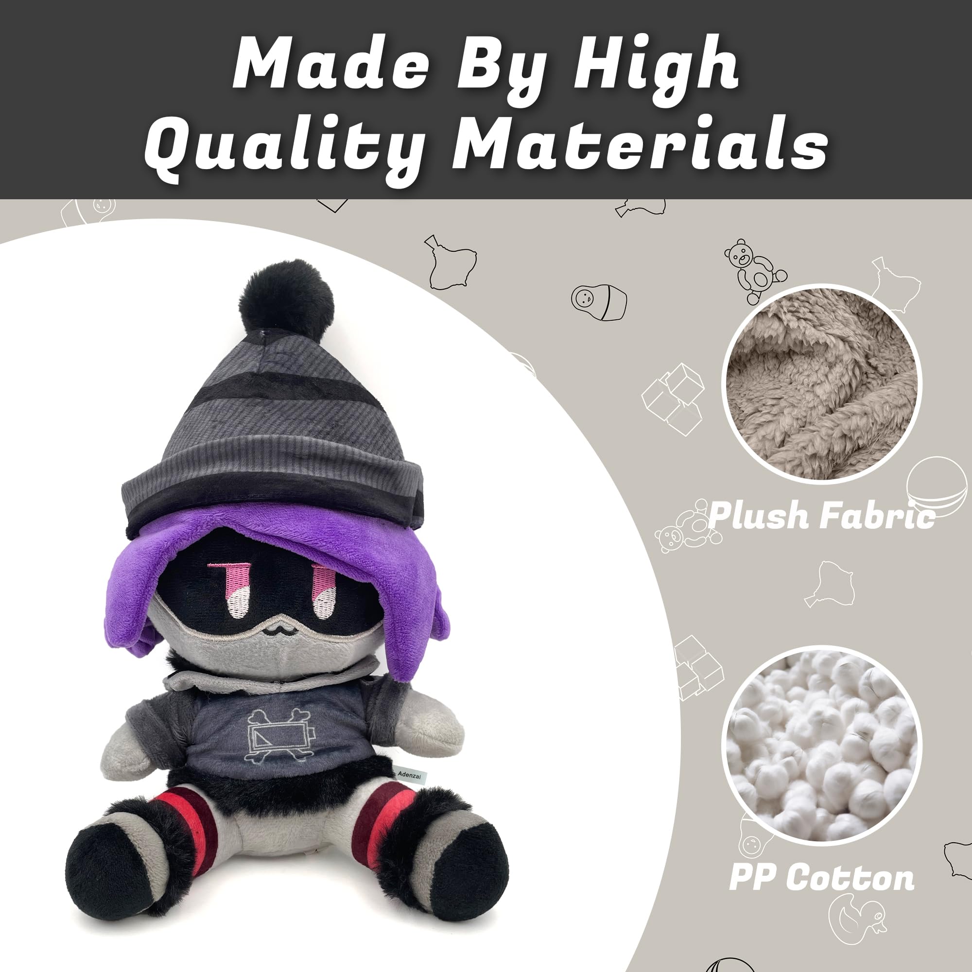 Adenzai Uzi plush with colorful design—perfect for display collections.