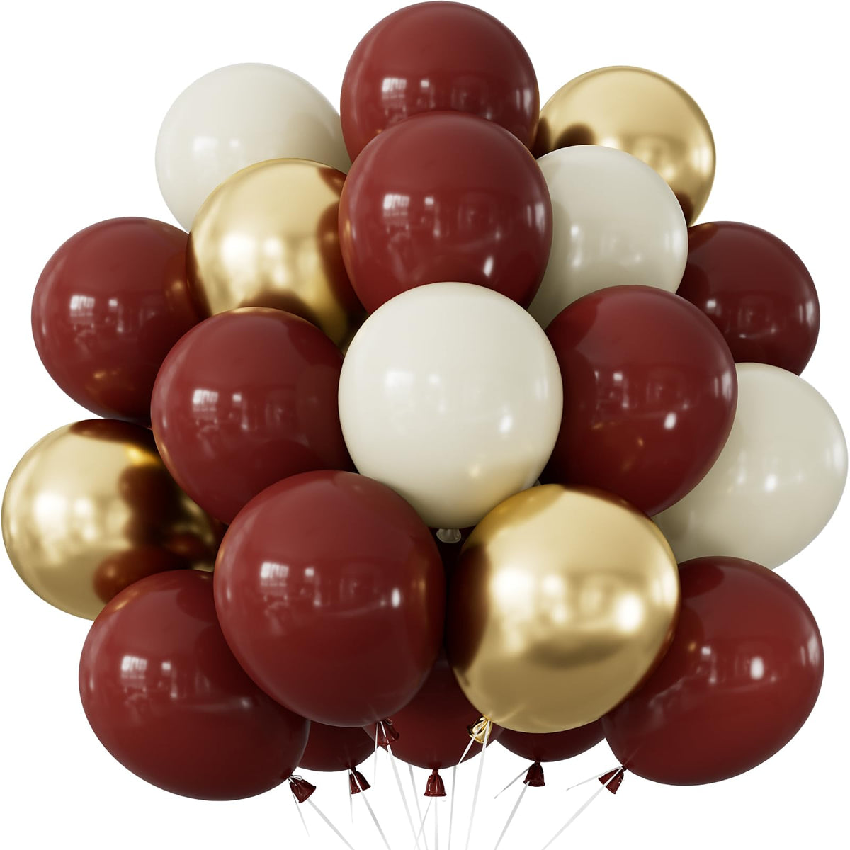 Adeyoo burgundy and gold balloons 12-inch set for elegant wedding backdrop.