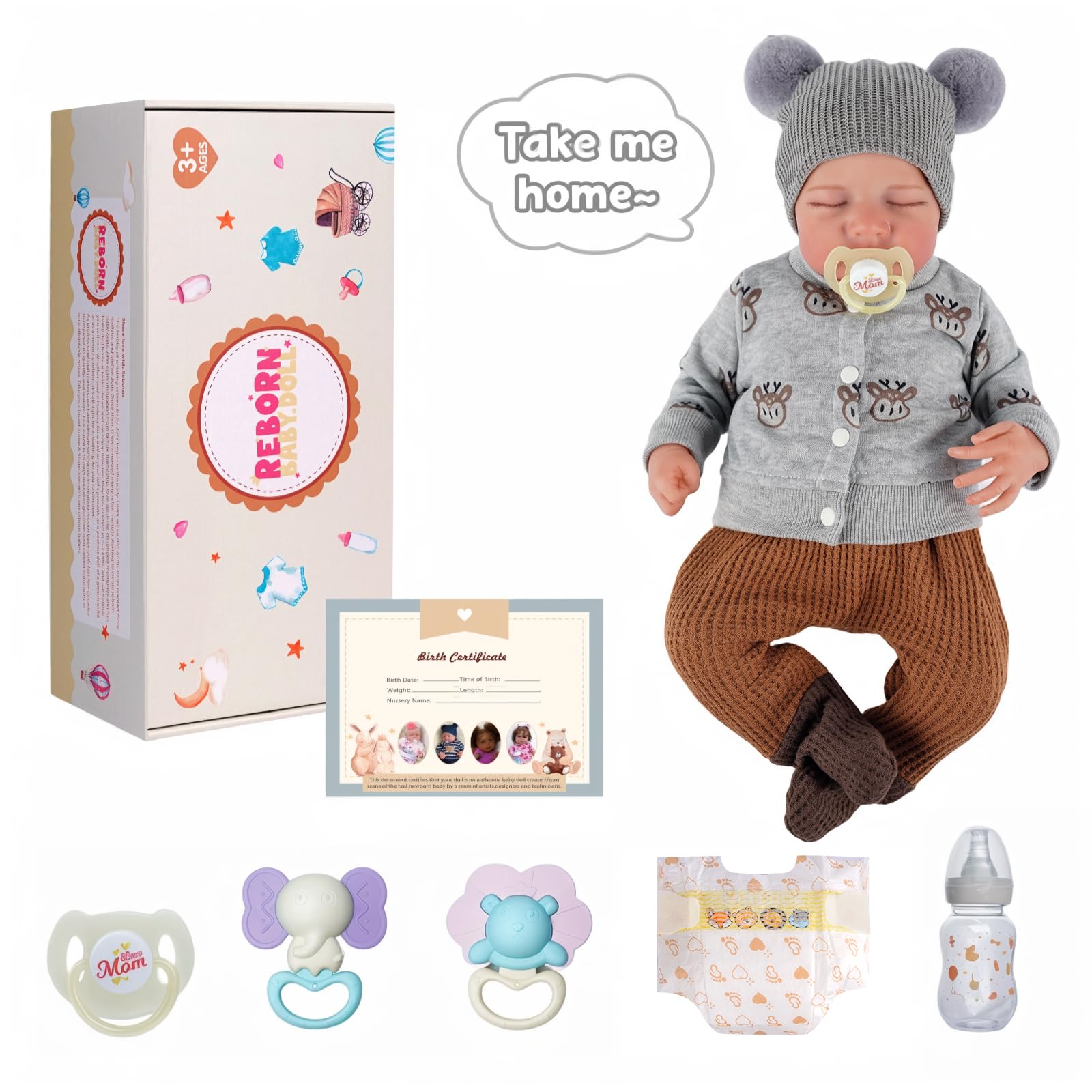 ADFO bottle, pacifier and birth card included for complete setup