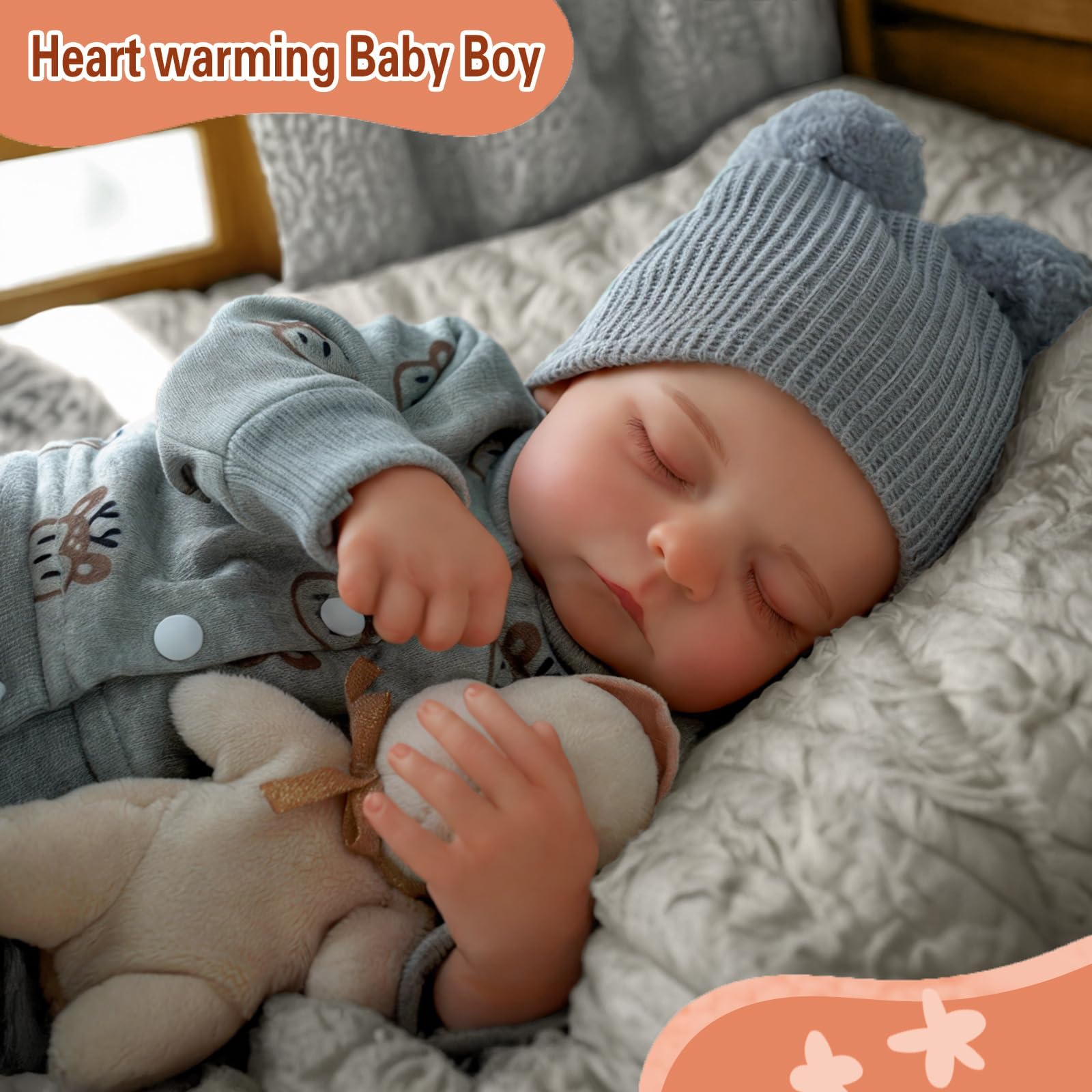ADFO lifelike reborn baby doll boy soft body feel for cuddling and posing