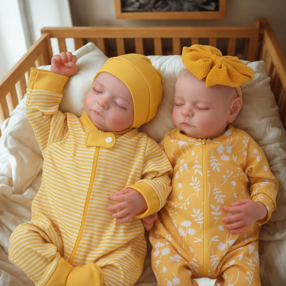 ADFO lifelike twin boy in blue outfit for imaginative play.