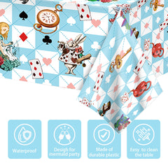 Adirasenotek Tea Party tablecover 87x51 inches for tidy cleanup.