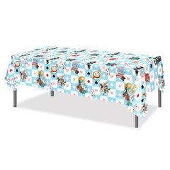 Adirasenotek zebra-print design tablecloth enhances birthday or baby shower.