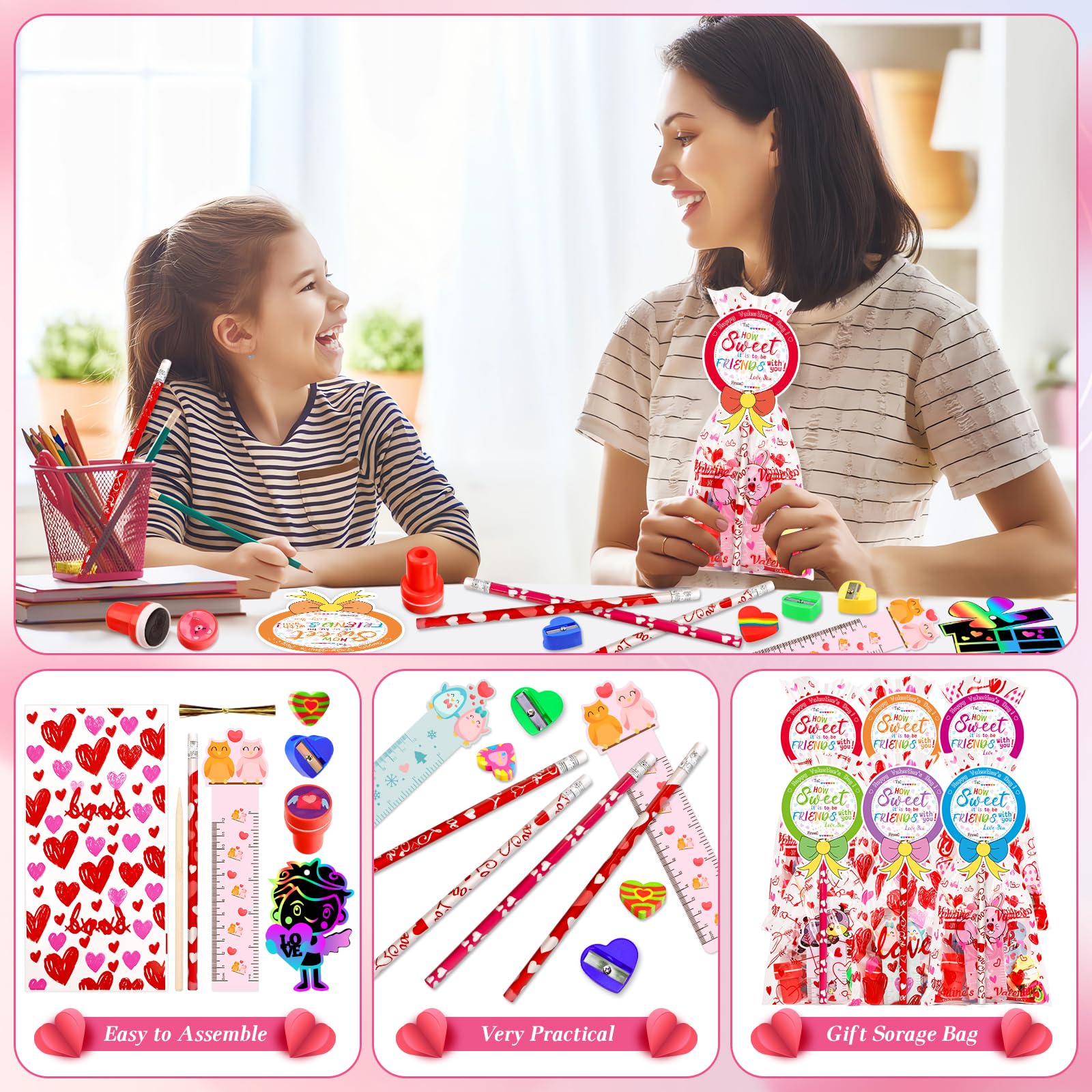 Adisher valentines goodie bags offer compact party favors for events.