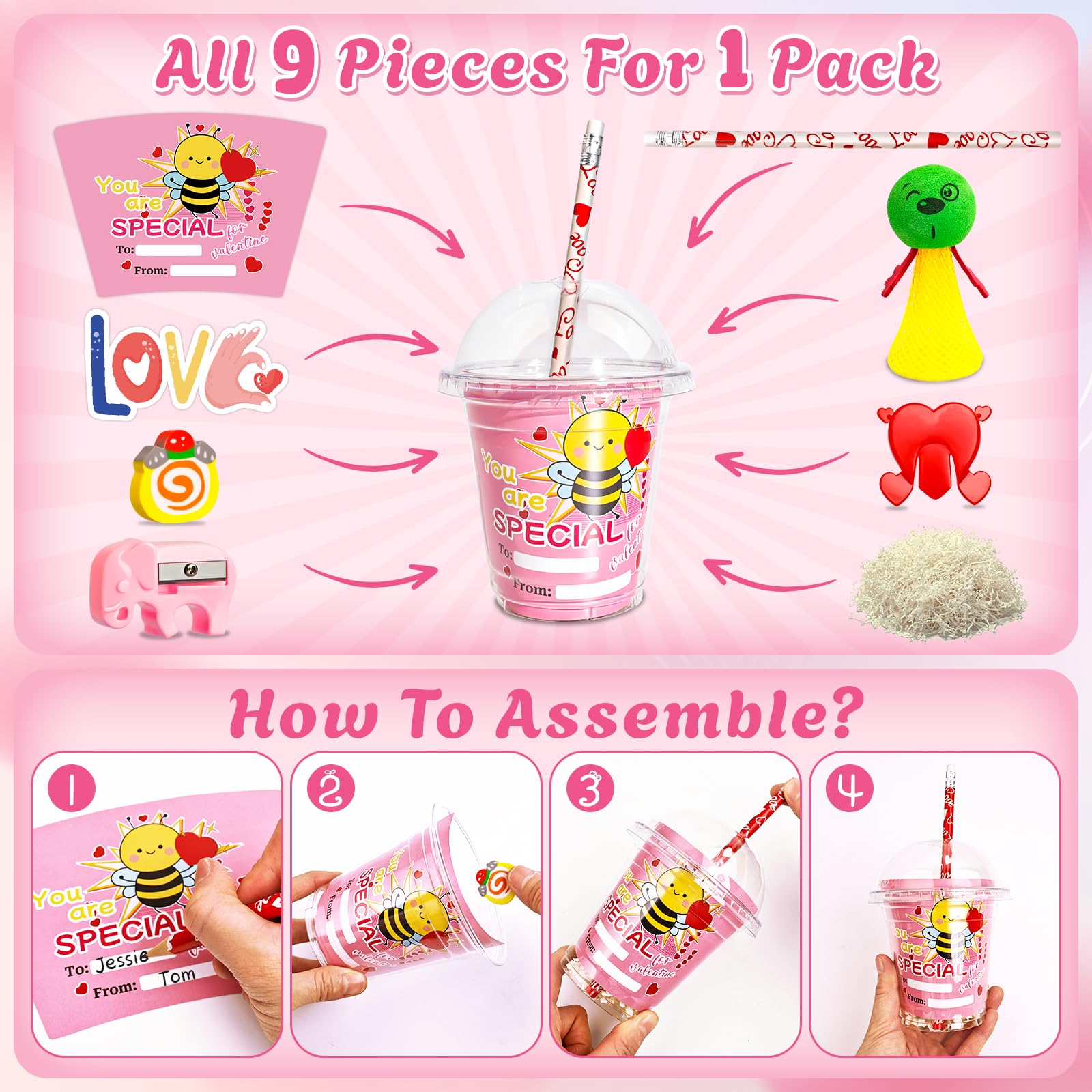 Adisher Valentines erasers offering grip for little hands during activities.