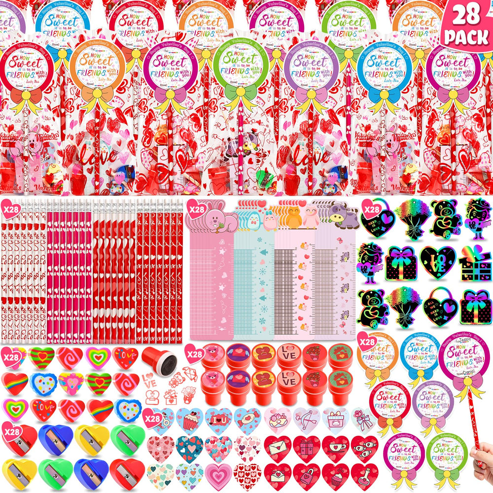 Adisher valentines stationery set contents show 252 pieces for classroom gift exchanges.