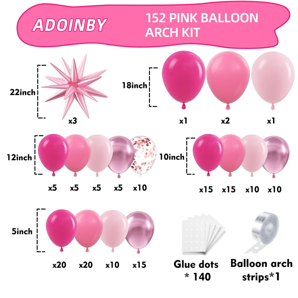 ADOINBY hot pink balloons 18-inch for bold centerpiece arrangements.