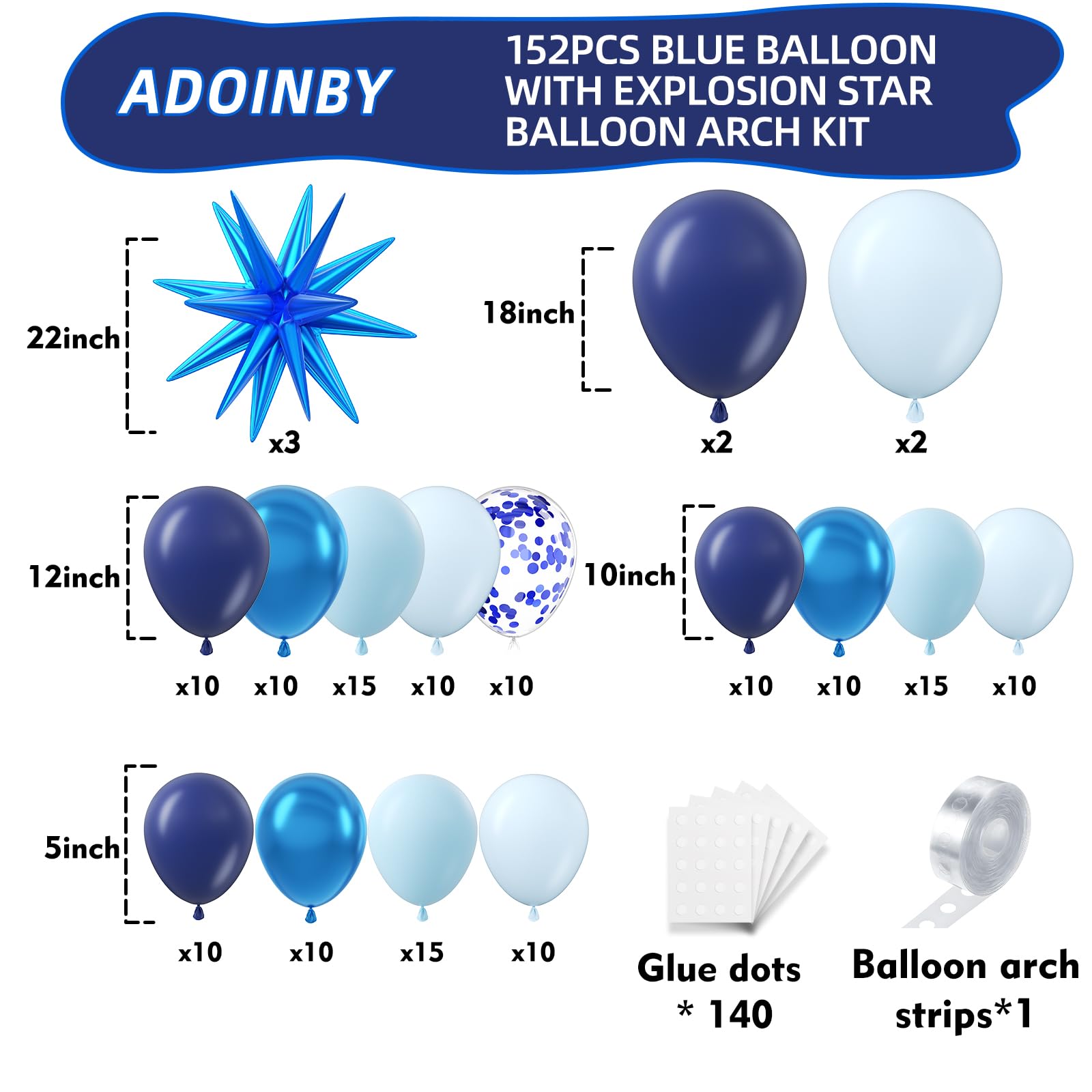 adoinby navy blue and 18-inch balloons for elegant event decorating