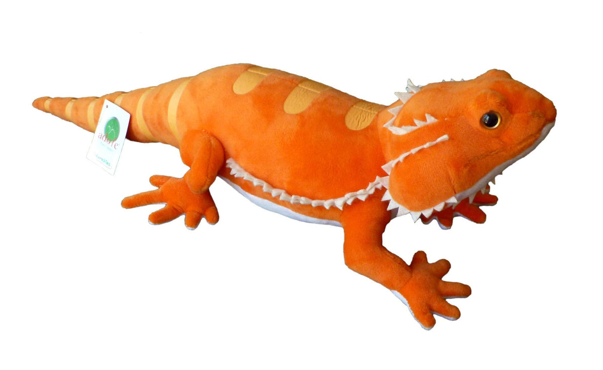 Adore Plush Company Carrot the Bearded Dragon plush toy, soft and cuddly for creative play.