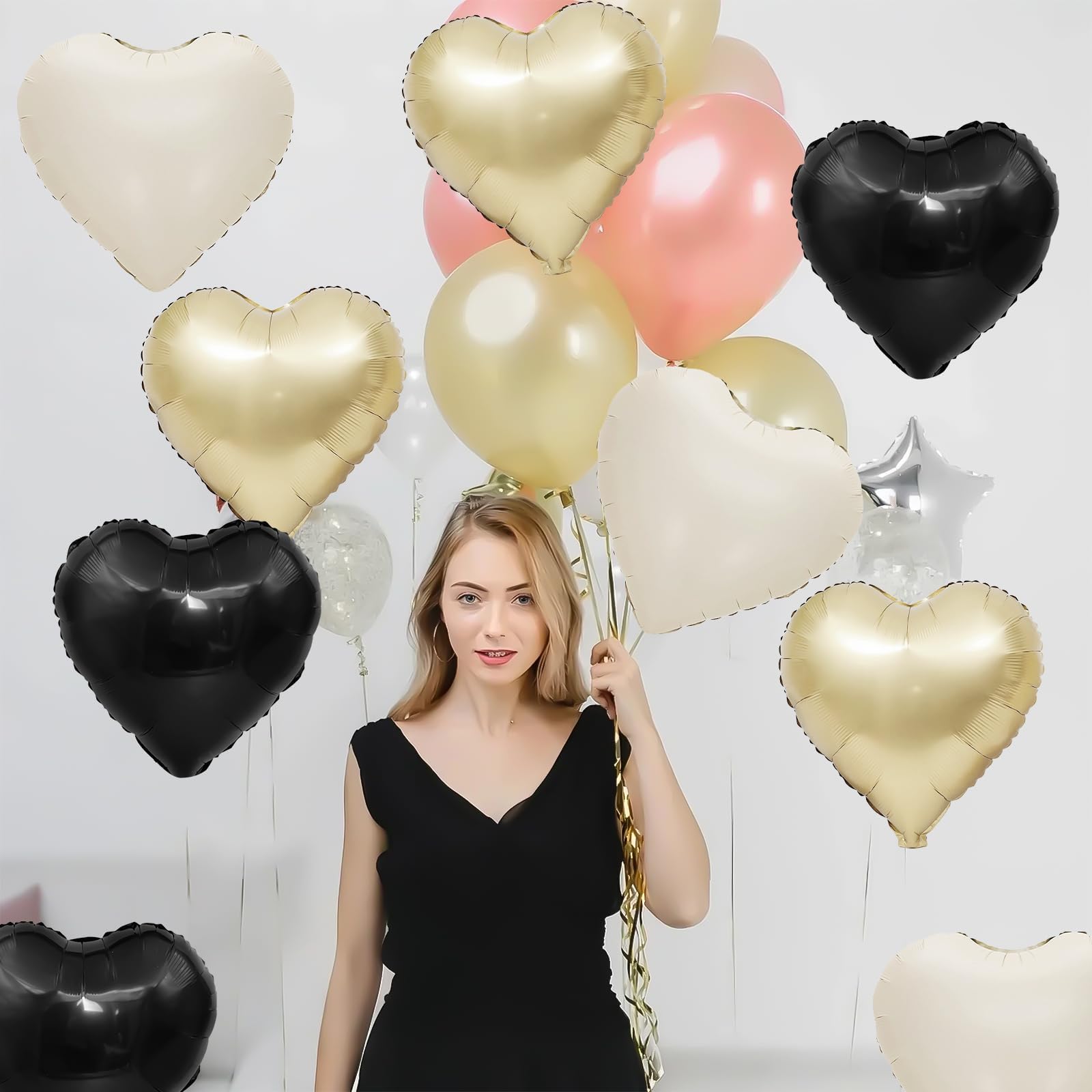 Adorely black heart balloons 18in add bold contrast to celebrations and photos