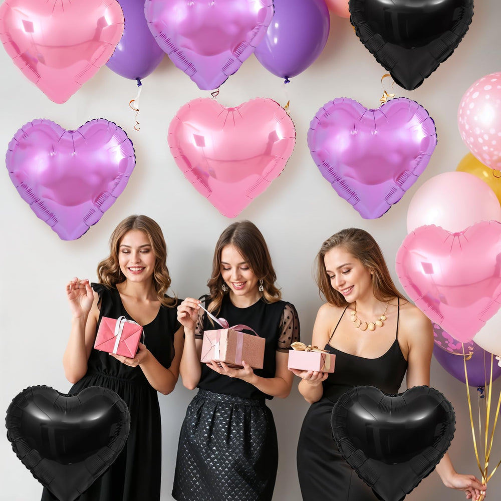 Adorely black heart foil balloon creates dramatic contrast for photos