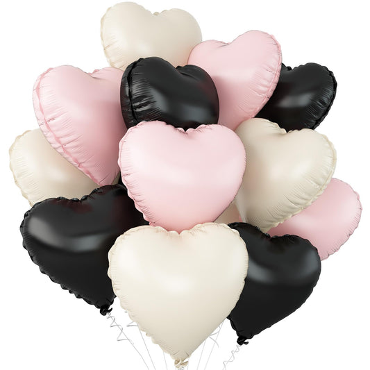 Adorely black heart foil balloons for bold party decor and photos