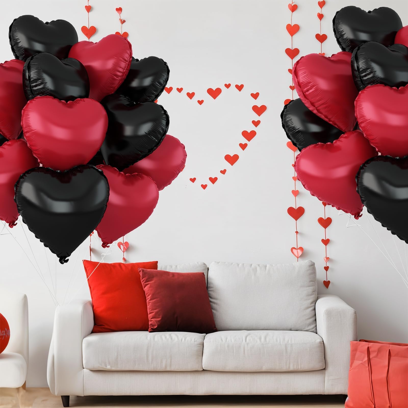 Adorely black and red heart balloons create striking photo backgrounds