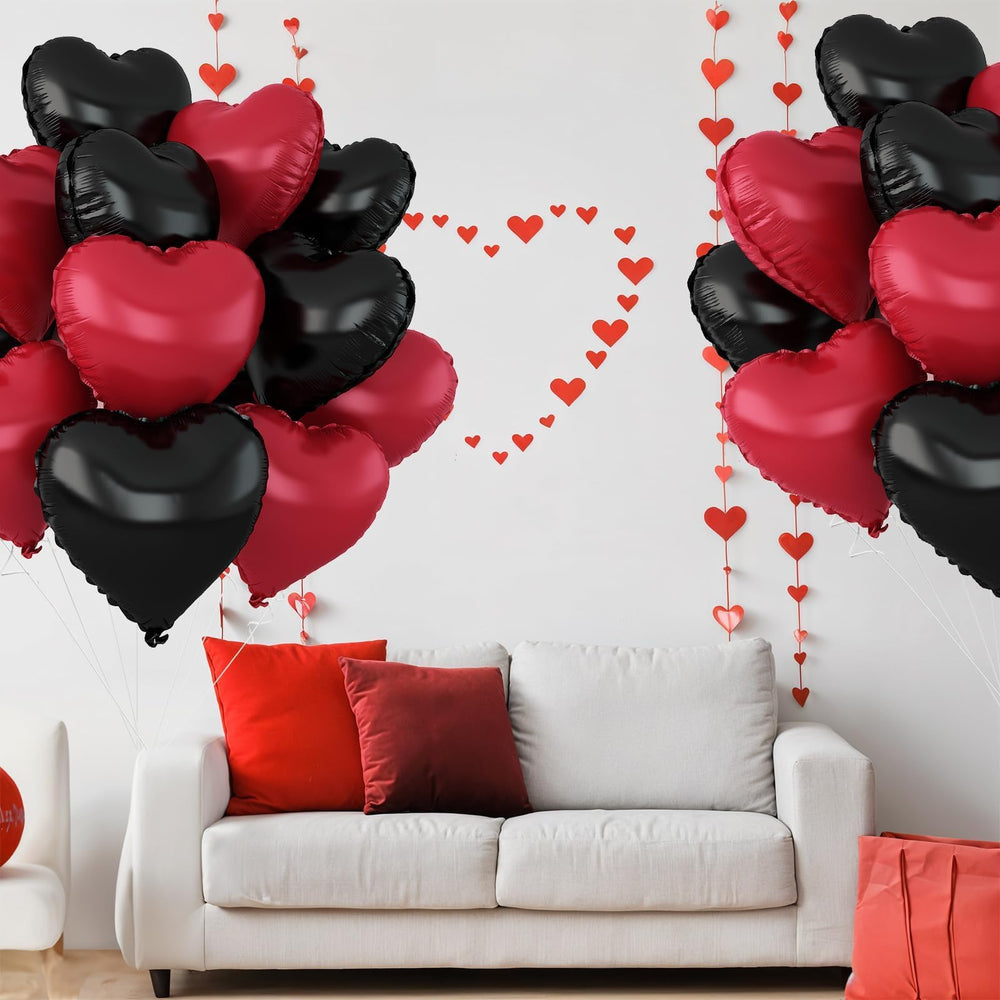 Adorely black and red heart balloons create striking photo backgrounds