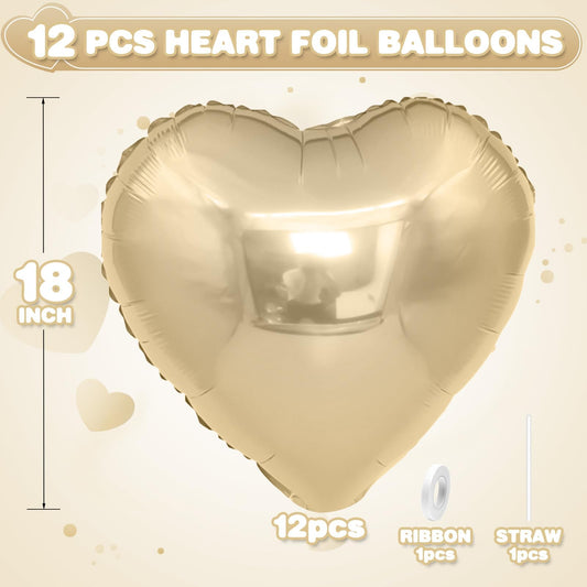 Adorely champagne gold heart balloons for wedding backdrop and photo moments.