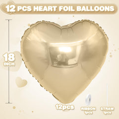 Adorely champagne gold heart balloons for wedding backdrop and photo moments.
