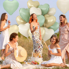 Adorely foil heart balloon collection, gold and sage mix for chic events.