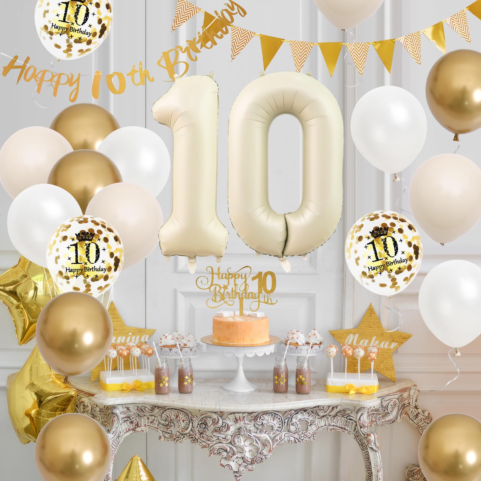 Adorely gold confetti balloons and ribbons set for celebration accents