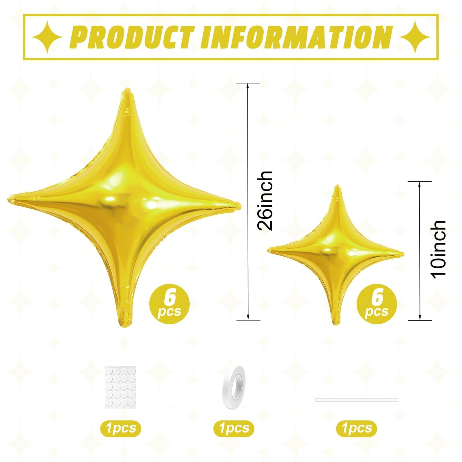 Adorely Gold Star Balloons 26inch closeup showing metallic shine.