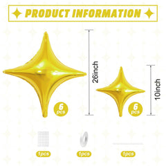 Adorely Gold Star Balloons 26inch closeup showing metallic shine.