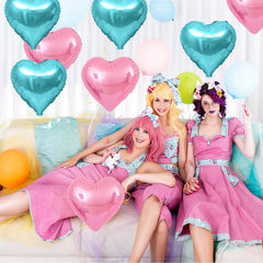 Adorely heart balloons set elevates photos with a shimmering metallic finish.