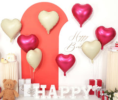 Adorely heart-shaped balloon creates a photo backdrop for parties