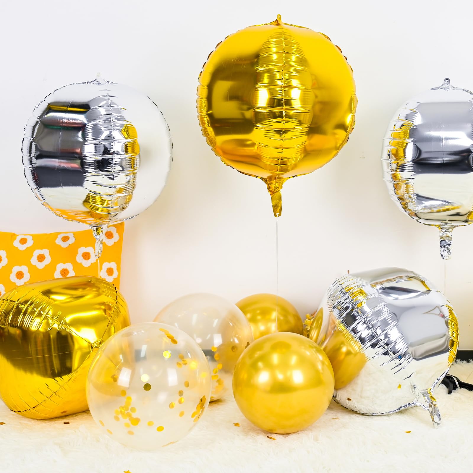 Adorely metallic gold silver foil balloons provide a premium look for events
