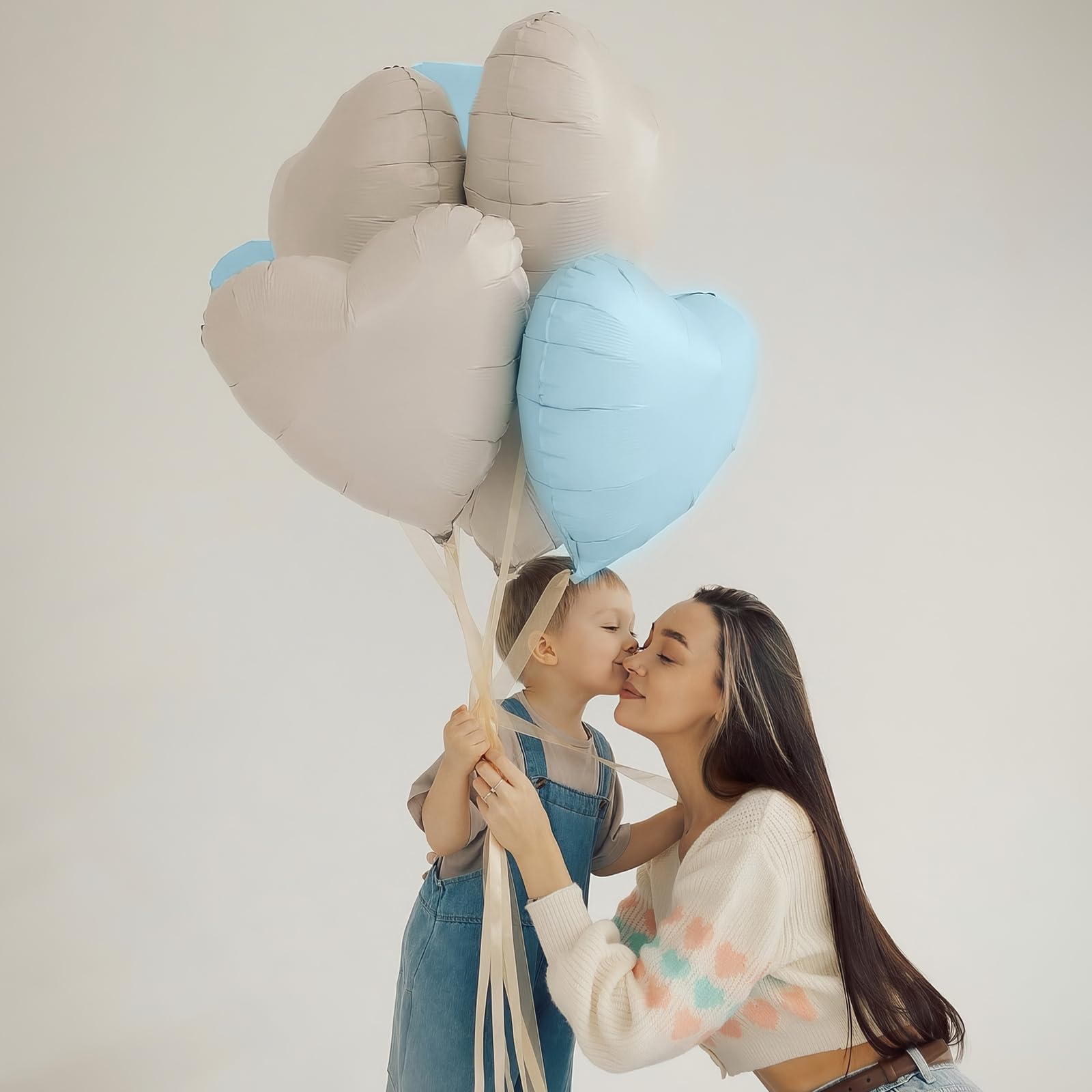 Adorely pastel blue heart foil balloons enhance cohesive decor themes.