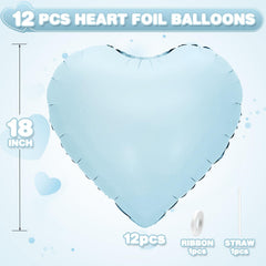 Adorely pastel blue heart foil balloons pack 12pcs for cohesive party decor.