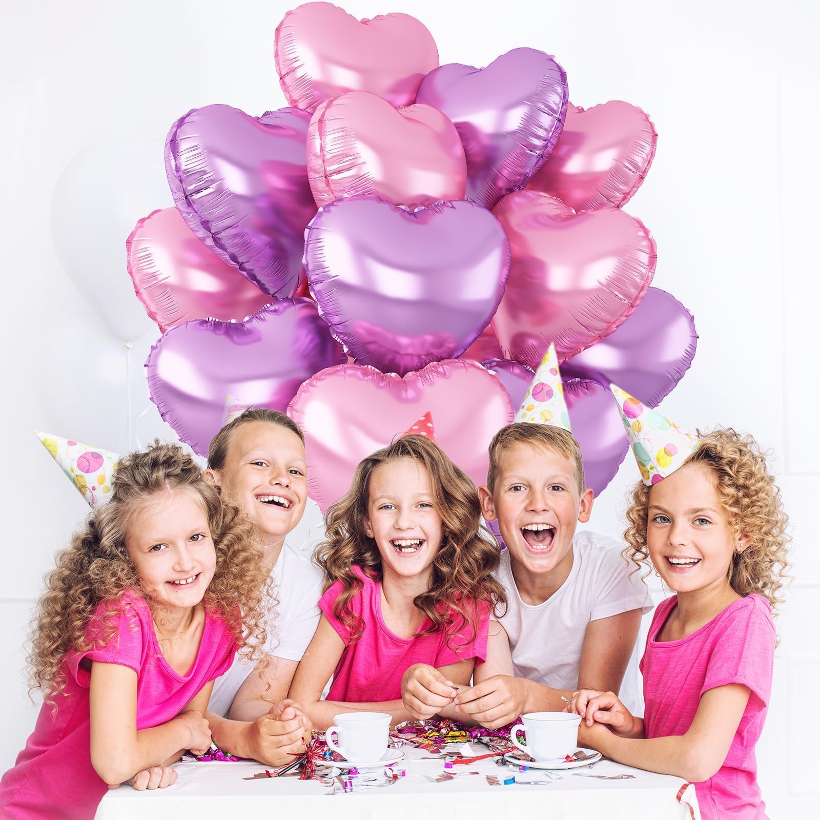 Adorely pink-purple heart balloons create a sweet mixed color décor