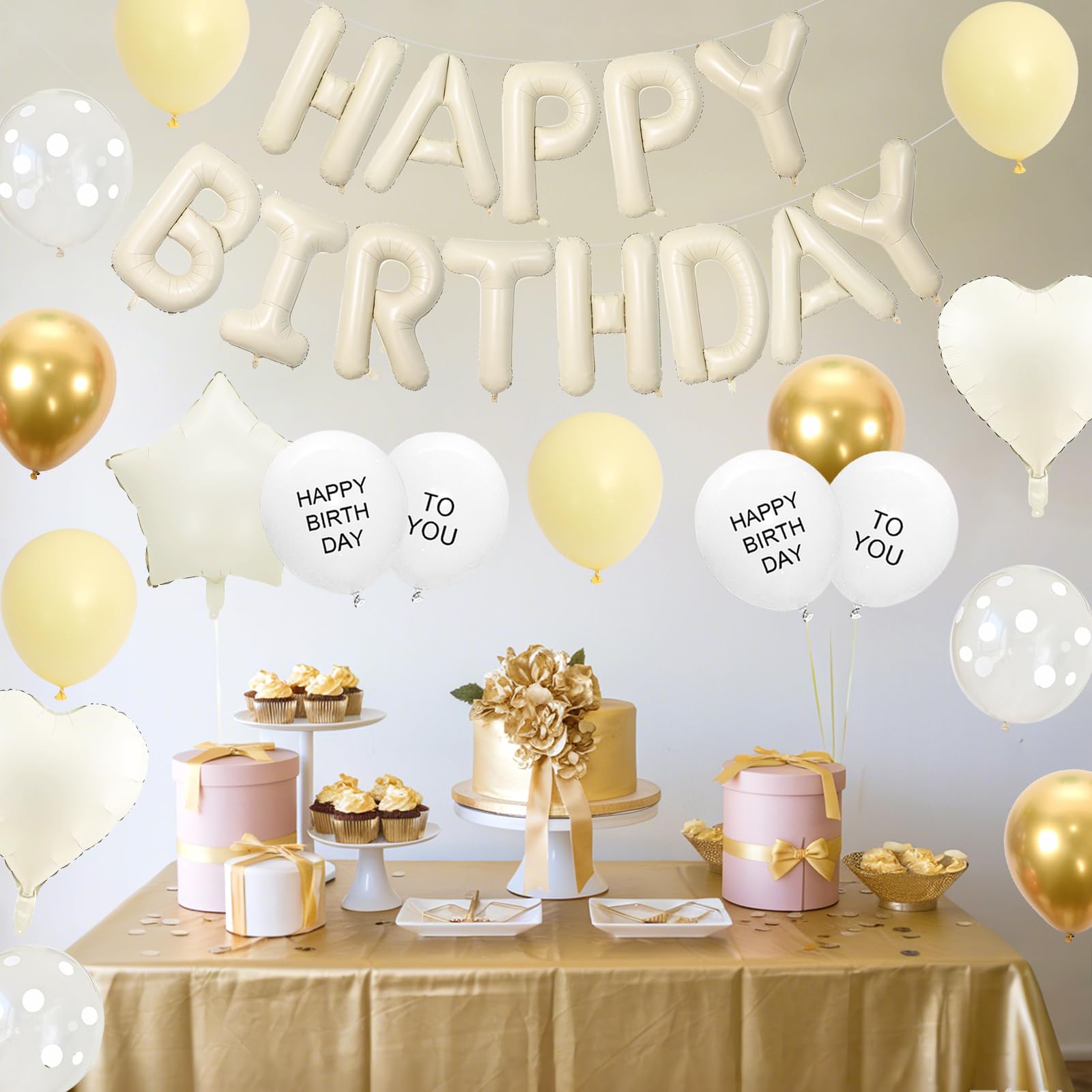 Adorely cream star foil balloon adds festive shine for photos and decor.